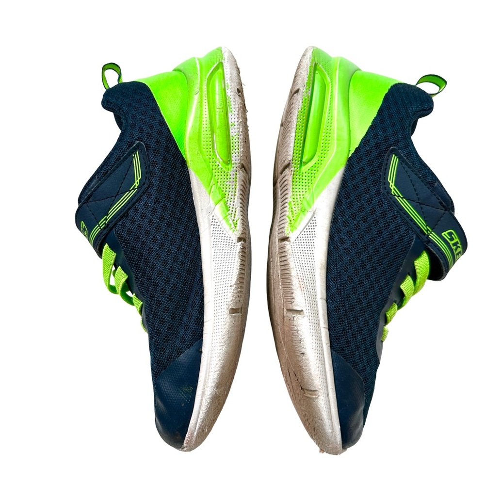 Skechers Boys Sneakers Blue Lime Mesh Velcro Wide Fit Size 2 Kids Shoes - Picture 6 of 11